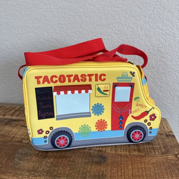 Big Mouth INC Lunch Box Tote Pail Taco Truck Yellow Tacotastic Shoulder Strap - Picture 3 of 11